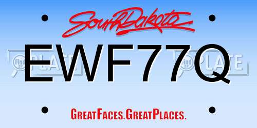 EWF77Q South Dakota License Plate