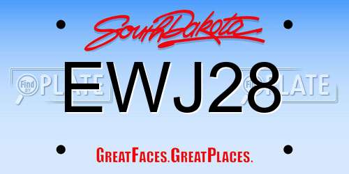 EWJ28 South Dakota License Plate