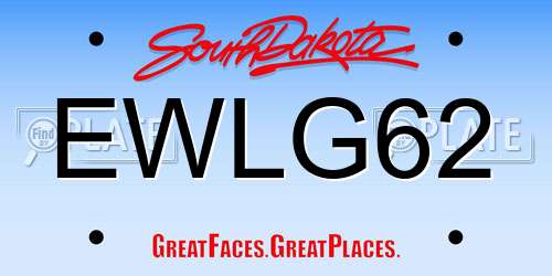 EWLG62 South Dakota License Plate