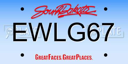 EWLG67 South Dakota License Plate