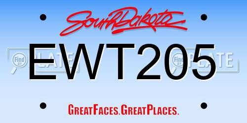 EWT205 South Dakota License Plate