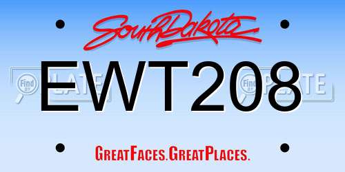 EWT208 South Dakota License Plate