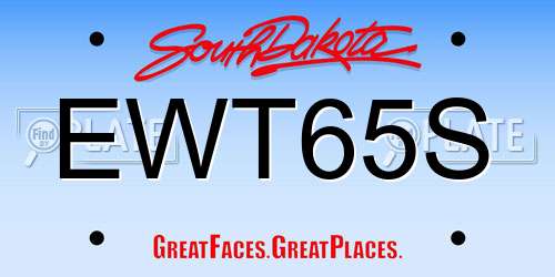 EWT65S South Dakota License Plate