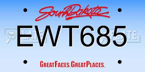 EWT685 South Dakota License Plate