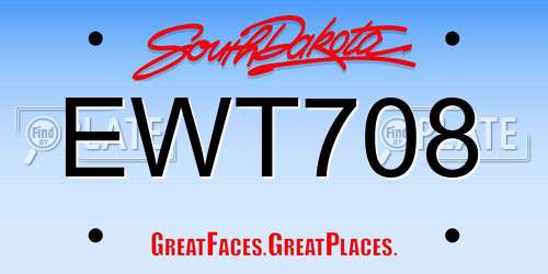 EWT708 South Dakota License Plate