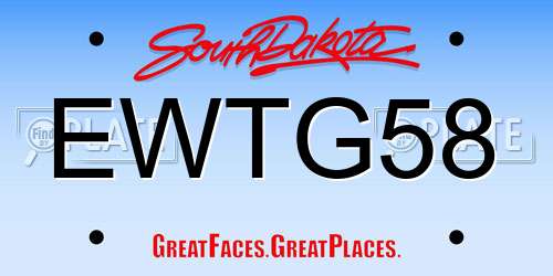 EWTG58 South Dakota License Plate