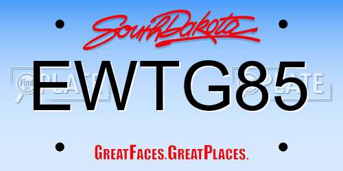 EWTG85 South Dakota License Plate