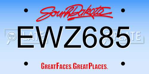 EWZ685 South Dakota License Plate