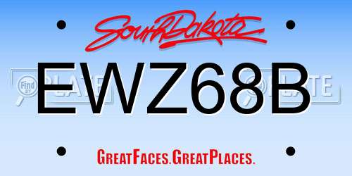 EWZ68B South Dakota License Plate