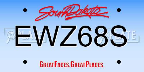 EWZ68S South Dakota License Plate