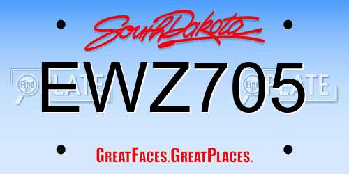 EWZ705 South Dakota License Plate