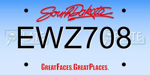 EWZ708 South Dakota License Plate