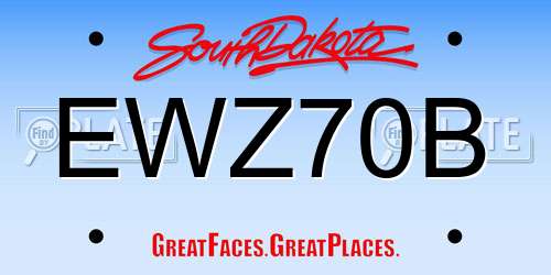EWZ70B South Dakota License Plate
