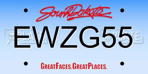 EWZG55 South Dakota License Plate