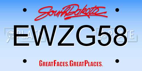 EWZG58 South Dakota License Plate