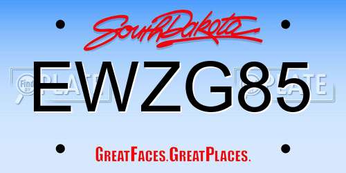 EWZG85 South Dakota License Plate