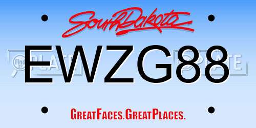 EWZG88 South Dakota License Plate