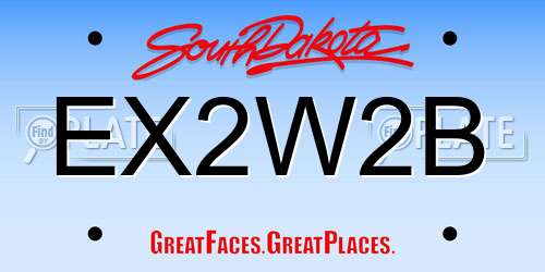 EX2W2B South Dakota License Plate