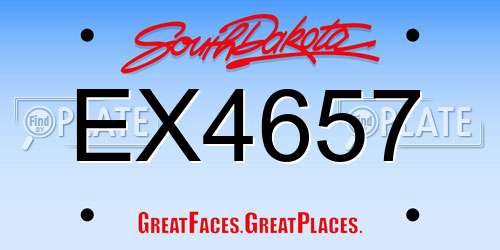 EX4657 South Dakota License Plate