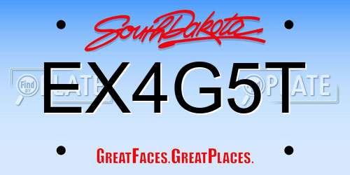 EX4G5T South Dakota License Plate