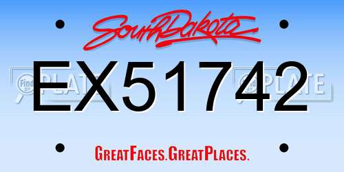 EX51742 South Dakota License Plate