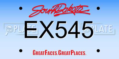 EX545 South Dakota License Plate