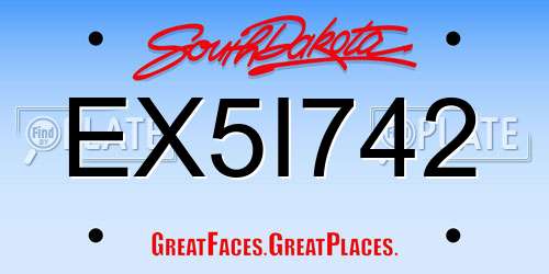 EX5I742 South Dakota License Plate