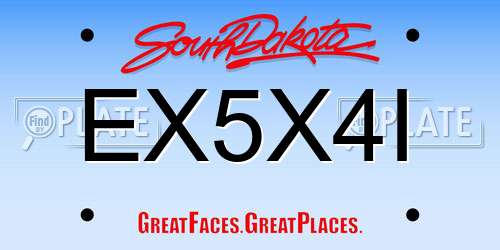 EX5X4I South Dakota License Plate