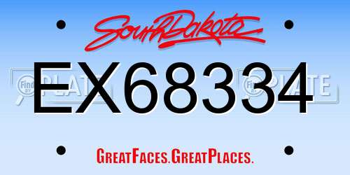 EX68334 South Dakota License Plate