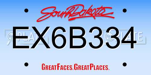 EX6B334 South Dakota License Plate