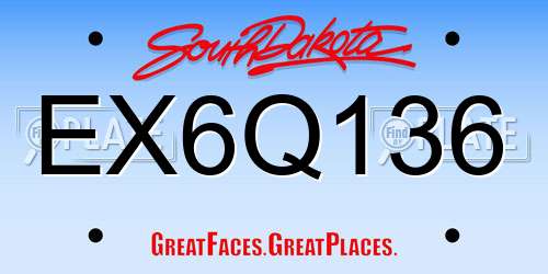 EX6Q136 South Dakota License Plate