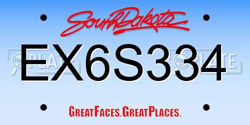 EX6S334 South Dakota License Plate
