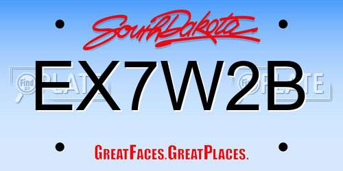 EX7W2B South Dakota License Plate