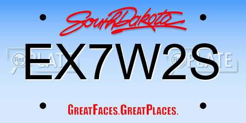 EX7W2S South Dakota License Plate
