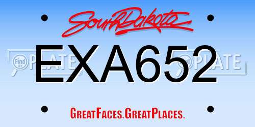 EXA652 South Dakota License Plate