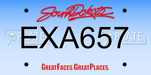 EXA657 South Dakota License Plate