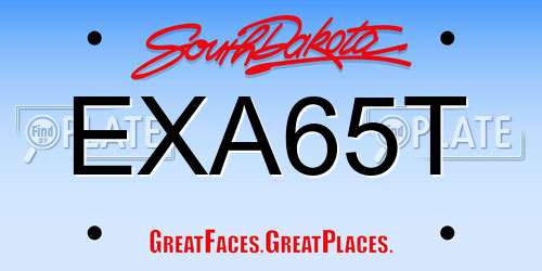 EXA65T South Dakota License Plate