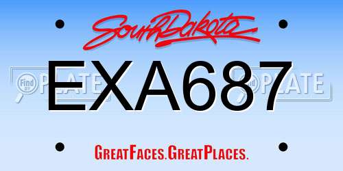 EXA687 South Dakota License Plate