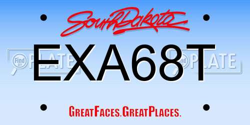 EXA68T South Dakota License Plate