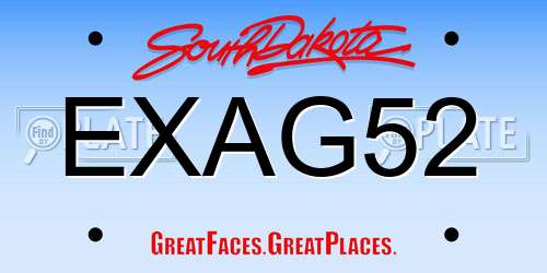 EXAG52 South Dakota License Plate