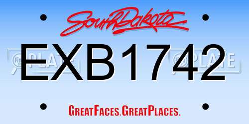 EXB1742 South Dakota License Plate