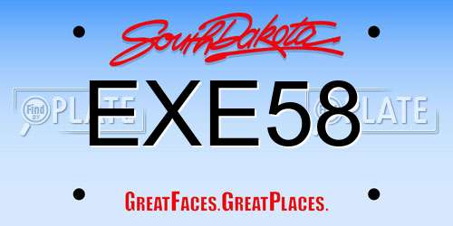 EXE58 South Dakota License Plate