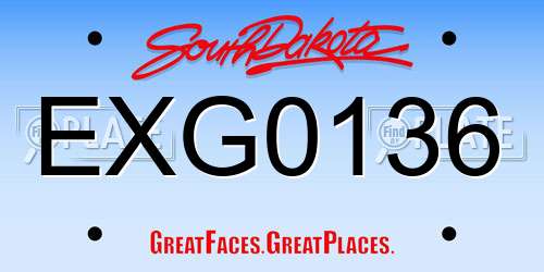 EXG0136 South Dakota License Plate