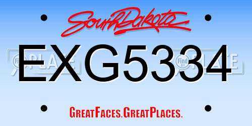 EXG5334 South Dakota License Plate