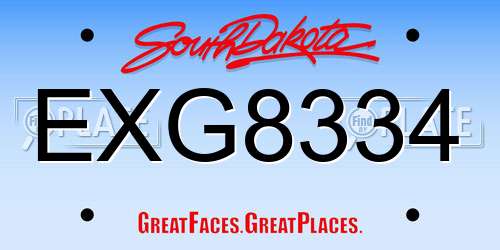 EXG8334 South Dakota License Plate
