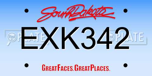 EXK342 South Dakota License Plate