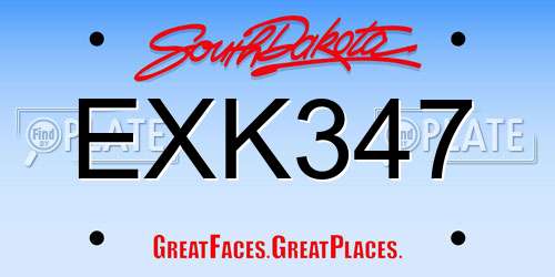 EXK347 South Dakota License Plate