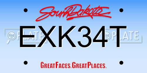 EXK34T South Dakota License Plate
