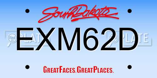EXM62D South Dakota License Plate