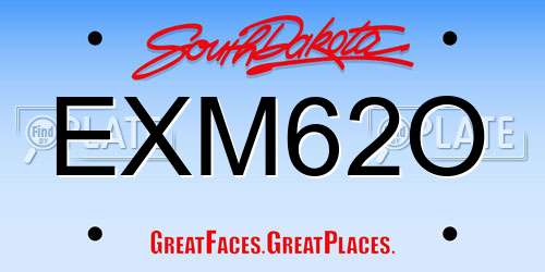 EXM62O South Dakota License Plate